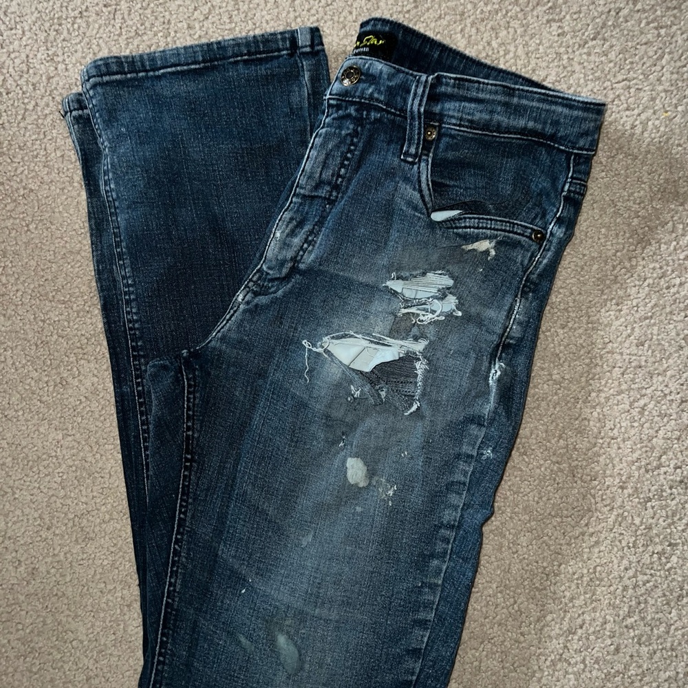 Men's Distressed Blue Jeans